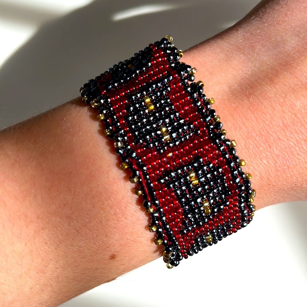 Beadwork Bracelet with Cat Faces